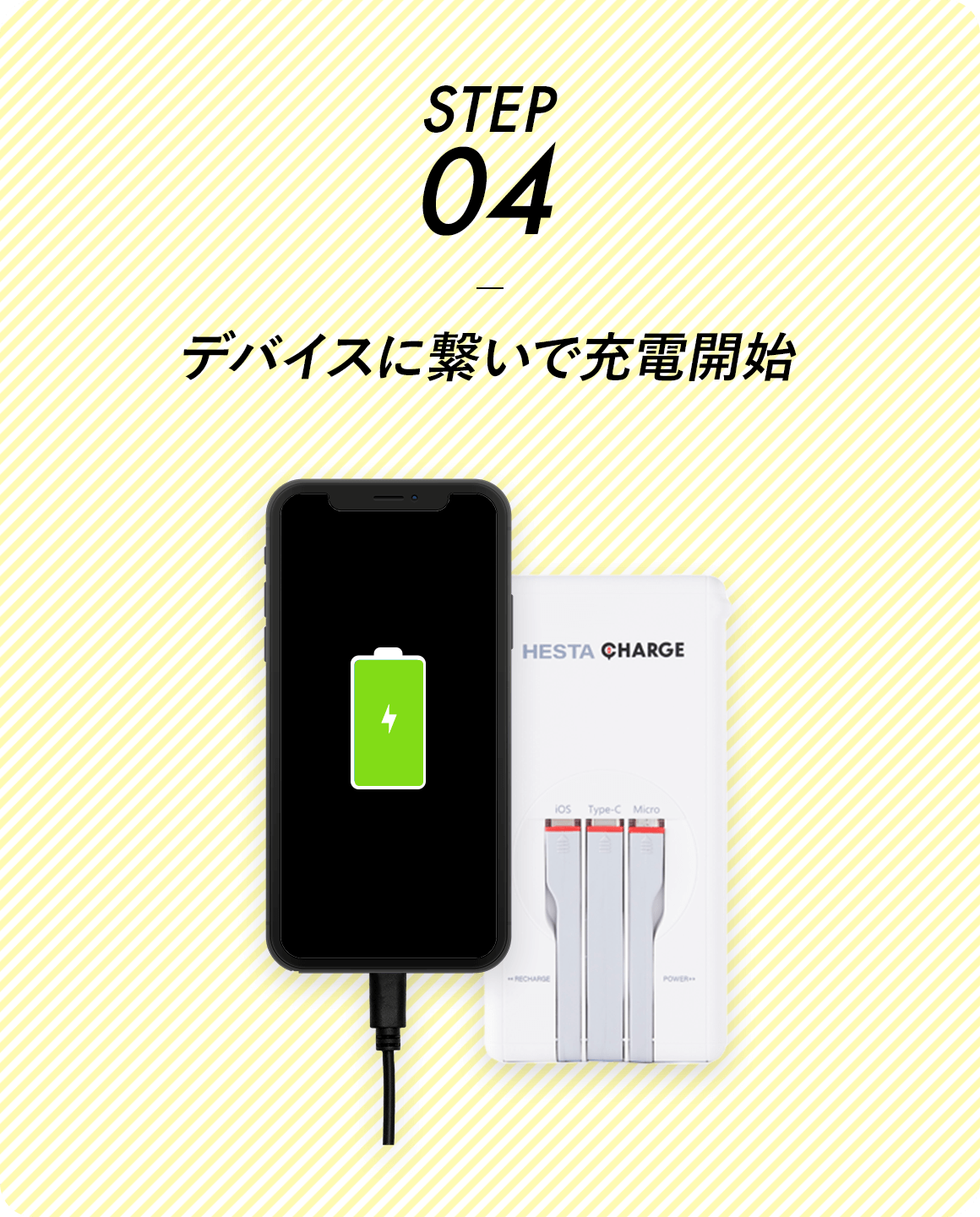 STEP04 デバイスに繋いで充電開始